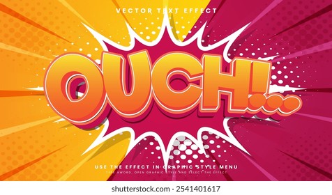 Ouch Comic Cartoon style 3d editable text effect Template