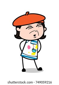 Ouch Comic Face Expression - Cartoon Artist Vector Illustration