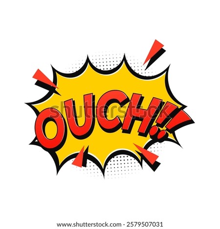 Ouch comic pop art style speech bubble with text expression effect collection