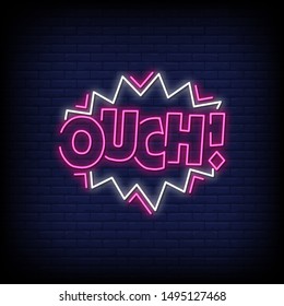 Ouch neon signs style. modern speech bubble in neon style