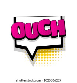 ouch oops omg hand drawn pictures effects. Template comics speech bubble halftone dot background. Pop art style. Comic dialog cloud, text pop-art. Creative idea conversation sketch explosion.