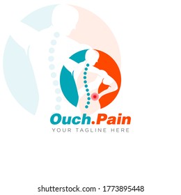 Ouch.pain Logo,  Negative Space Person Pain Vector