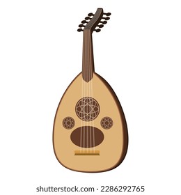 Oud, Instrumento Árabe Oriental de Música Islámica - Ilustración Vectorial Aislada