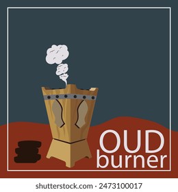 Oud makbhara sur fond grunge de fumée 