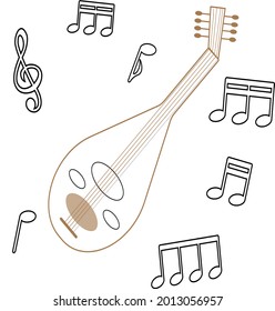 El oud es un instrumento musical y una cuerda oriental con letras musicales