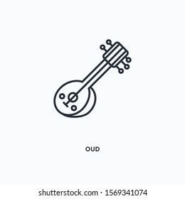 Oud outline icon. Simple linear element illustration. Isolated line Oud icon on white background. Thin stroke sign can be used for web, mobile and UI.