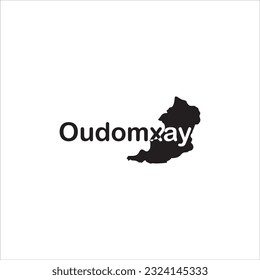 Oudomxay map and black lettering design on white background