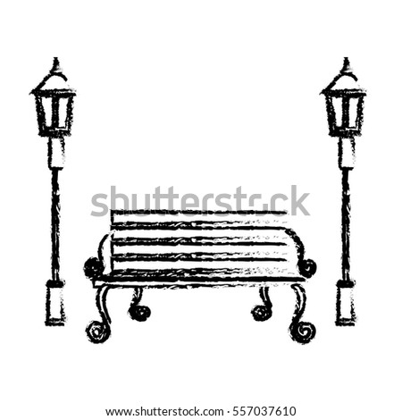 oudoors bench and lamps icon image vector illustration design 