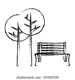 oudoors bench and trees  icon image vector illustration design 