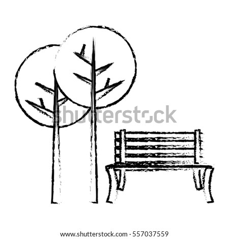 oudoors bench and trees  icon image vector illustration design 