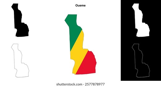 Oueme department outline map set