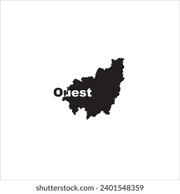 Mapa del oeste de Camerún y diseño de letras negras sobre fondo blanco