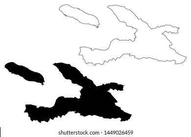 Ouest department (Republic of Haiti, Hayti, Hispaniola, Departments of Haiti) map vector illustration, scribble sketch Ouest map
