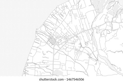 Léogâne, Ouest, Haiti, bright outlined vector map with bigger and minor roads and streets created for infographic backgrounds.