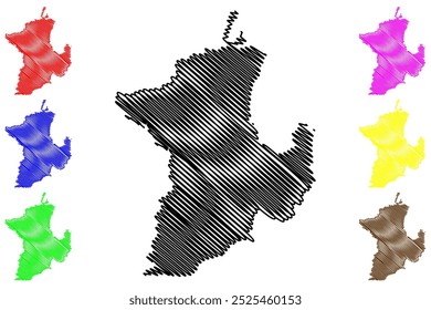 Distrito de Ouest Lausannois (Suíça, Confederação Suíça, Cantão de Vaud, Waadt ou Vôd) mapa ilustração vetorial, esboço de rabisco Mapa de Bezirk de l'Ouest lausannois