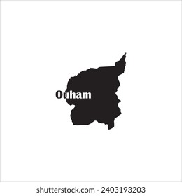 Mapa de Ouham en la República Centroafricana y diseño de letras negras sobre fondo blanco
