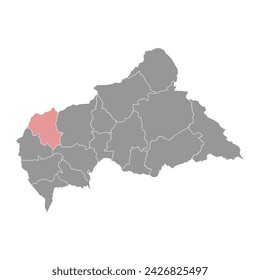 Ouham Pende prefecture map, administrative division of Central African Republic.