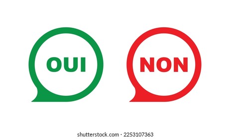 oui non text on white background. Yes no french language.