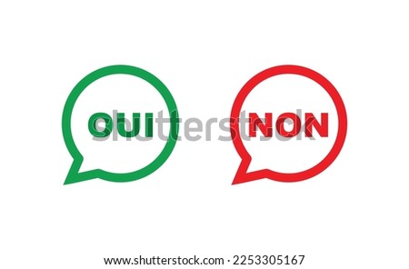 oui non text on white background. Yes no french language.