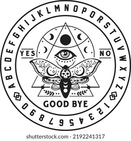 Ouija board with Death's Head Moth svg