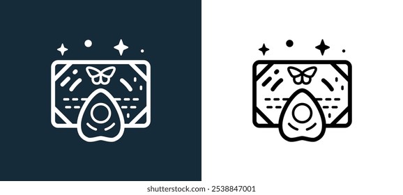 ouija board icon isolated on white and black colors. ouija board outline linear vector icon from magic collection for mobile apps, web and ui.