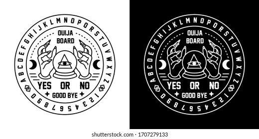 Ouija Board Monoline Badge Design svg