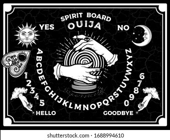 Ouija Board. Occultism Set. Vector Illustration.