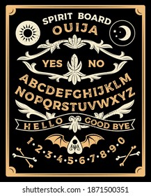 Ouija Board. Occultism Set. Vector Illustration.