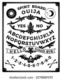 Ouija Board. Occultism Set. Vector Illustration.