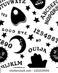 Ouija Board Symbols Seamless Repeat Pattern