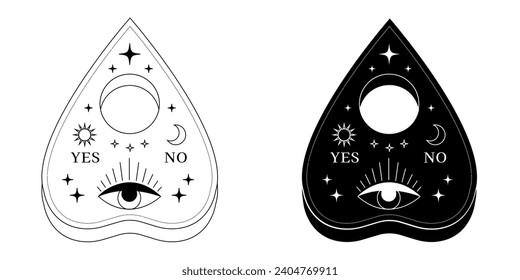 Ouija planchette with eye of providence. Vector illustration.