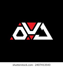 Diseño del logotipo de la letra del triángulo OUJ con forma de triángulo. Monograma de diseño del logotipo del triángulo OUJ. Plantilla de logotipo vectorial de triángulo OUJ con color rojo. Logo triangular OUJ Diseño sencillo, elegante y lujoso.