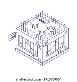 Ilustración vectorial del icono de la cafetería isométrica oulina