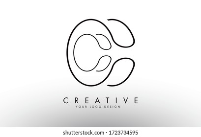 Oultine Monogram CC C C Letters Logo Design. Creative CC Letter Icon with Black Wired Lines Vector Illustration.