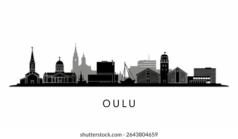 Oulu with Finland City skyline silhouette, and travel.