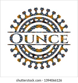 Ounce arabic badge. Arabesque decoration.