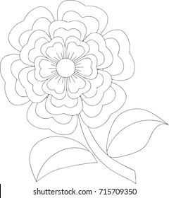 Ounline art of a flower with leaves on a isolated background