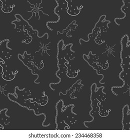 ountline virus objects in seamless pattern