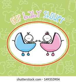 our baby shower over green background vector illustration 