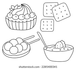 Our collection of cute and whimsical black and white food illustrations will make your heart melt. Perfect for creating charming designs for menus, recipe books, and food blogs.