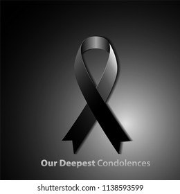 Our Deepest Condolences. A Black Condolence Card Design For Someone Mourning The Death Of The Loved One