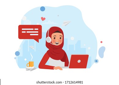 Our delivery service with uniform from Malaysian. Courier in gloves gives big smile. Vector 3d isometric illustration.  Courier holds parcel. Multicultural.