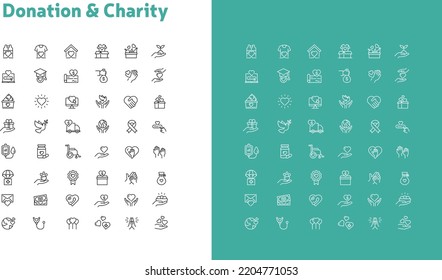 Our Donation and Charity Icon Set encapsulates the spirit of generosity and philanthropy, symbolizing support for noble causes and community well-being. Fully Editable Icons.