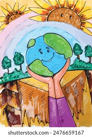 Nuestra Tierra Ilustración Imaginaria para el Día de la Tierra Diseño de Cartel