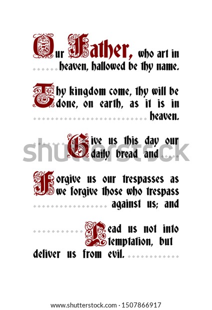 Our Father Prayer Traditional Christian Catholic Stock Vector (Royalty ...