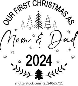 Our First Christmas As Mom and Dad 2024 -  Ornament Bundle, First Christmas 2024  Bundle, Baby's First Christmas 2024 