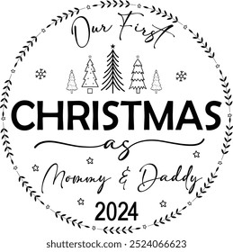 Our First Christmas As Mommy and Daddy 2024  -  Ornament Bundle, First Christmas 2024  Bundle, Baby's First Christmas 2024 