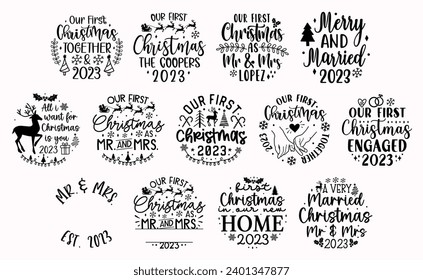 Our First Christmas Ornament 2023 bundle in Our New Home illustration