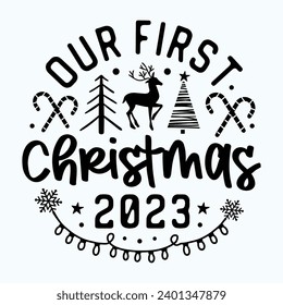 Our First Christmas Ornament 2023 bundle in Our New Home illustration