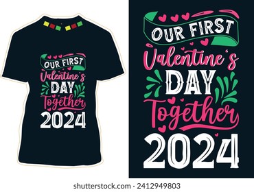 Nuestro primer Día de San Valentín juntos diseño de camisetas 2024